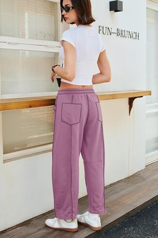 Panadila Womens Barrel Pants Drawstring Wide Leg Sweatpants Baggy Summer Lounge Pants Casual Beach Trousers in Kuwait