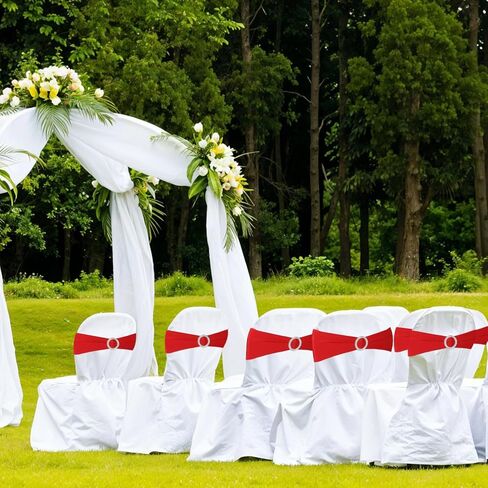 40Pcs Spandex Chair Sashes, Bows Elastic Chair Cover Bands Ties with Buckle Slider for Wedding Party Ceremony Reception Banquet Decoration (Red) in Saudi Arabia
