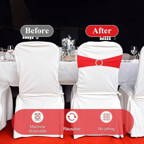 40Pcs Spandex Chair Sashes, Bows Elastic Chair Cover Bands Ties with Buckle Slider for Wedding Party Ceremony Reception Banquet Decoration (Red) in Saudi Arabia