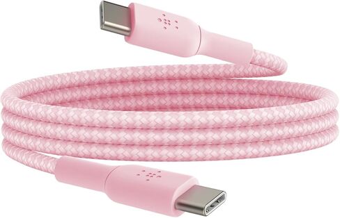 Belkin BoostCharge Braided USB-C to USB-C Cable (2M/6.6ft) for iPhone 16, iPhone 16 Pro, iPhone 16 Pro Max, iPhone 16 Plus, Galaxy S25, S24, Note10, Note9, Pixel 9, Pixel 9, iPad Pro, & More - Black in Kuwait