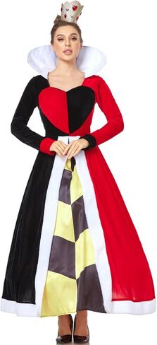 البالغين الأحمر كوين زي المخملية اللباس ديلوكس النساء cosplay الزي in Kuwait