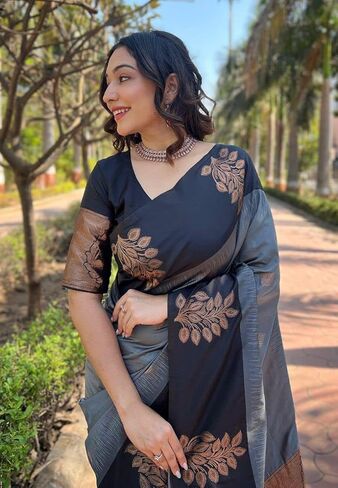 Women's Kanjivaram Banarasi Art Silk Saree with Blouse Piece in Saudi Arabia