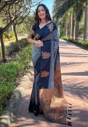 Women's Kanjivaram Banarasi Art Silk Saree with Blouse Piece in Saudi Arabia