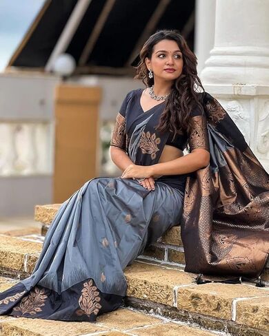 Women's Kanjivaram Banarasi Art Silk Saree with Blouse Piece in Saudi Arabia