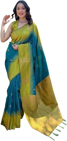Women's Kanjivaram Banarasi Art Silk Saree with Blouse Piece in Saudi Arabia