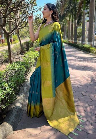 Women's Kanjivaram Banarasi Art Silk Saree with Blouse Piece in Saudi Arabia