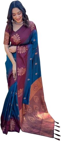 Women's Kanjivaram Banarasi Art Silk Saree with Blouse Piece in Saudi Arabia