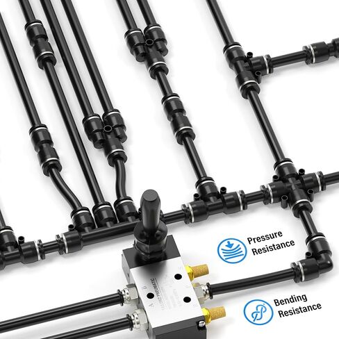 TAILONZ PNEUMATIC Black 1/4 Inch od 10 Meter 32.8ft PU Air Tubing Kit Pipe Hose Air Line Tubing in Kuwait