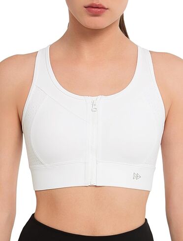 Yvette Front Zipper Sports Bras for Women High Support Large Bust Mesh Racerback Sports Bra High Impact Running Workout in Saudi Arabia