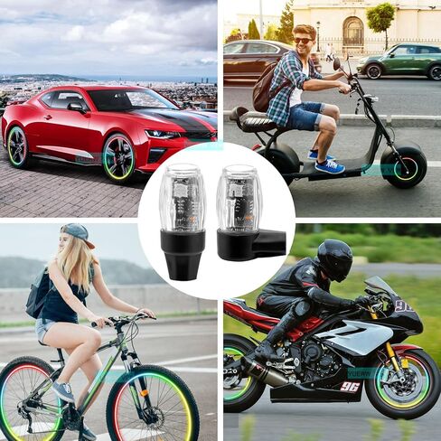 2 Pack Tire Lights for Car LED Colorful Wheel Light Valve Stem Cap Flash Light for Truck Motorcycle Bike Waterproof Rechargeable Tyre Spoke Lamp Glow in the Dark Reflector Accessories(2PC) in Kuwait
