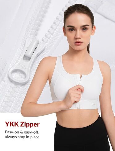 Yvette Front Zipper Sports Bras for Women High Support Large Bust Mesh Racerback Sports Bra High Impact Running Workout in Saudi Arabia