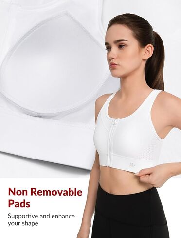 Yvette Front Zipper Sports Bras for Women High Support Large Bust Mesh Racerback Sports Bra High Impact Running Workout in Saudi Arabia