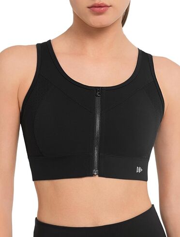 Yvette Front Zipper Sports Bras for Women High Support Bust Bust Mesh Racerback Sports Bra High Impact Runn in Kuwait
