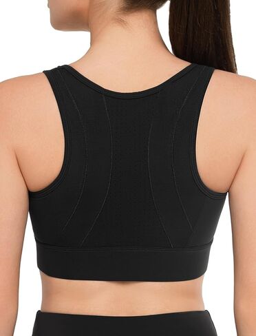 Yvette Front Zipper Sports Bras for Women High Support Bust Bust Mesh Racerback Sports Bra High Impact Runn in Kuwait