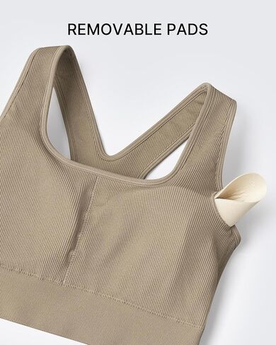 Promover Padded Sports Bras for Women Y-Back Racerback Seamless Medium Supportive Ribbed Yoga Cami Bra in Saudi Arabia