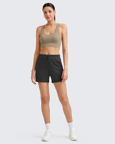 Promover Padded Sports Bras for Women Y-Back Racerback Seamless Medium Supportive Ribbed Yoga Cami Bra in Saudi Arabia