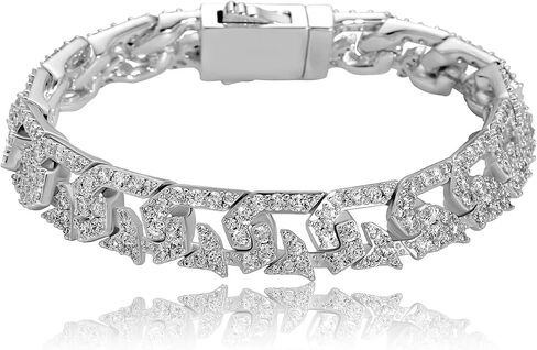 14K Gold Over 925 Silver 10mm Hip-Hop Bracelet, Densely Set Moissanite Cuban Hand Chain, A Trendy Gift for Music Lovers or Those Embracing Bold Styles,Gifts for Dad in Saudi Arabia