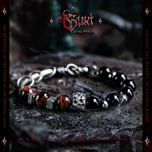 GUXI-Solar Veil Tiger Eye Bracelet Men Natural Premium Obsidian Mens Bracelet Pure Handmade Vintage 925 Sterling Silver Accessories Protection Bracelet Birthday Gifts for Men Women in Saudi Arabia