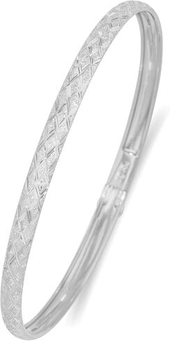 Floreo 14k Yellow Gold or White Gold 6mm Solid Diamond Cut Satin Finish Textured Bangle Bracelet 7 Inch in Saudi Arabia