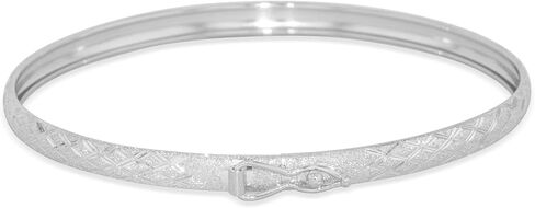 Floreo 14k Yellow Gold or White Gold 6mm Solid Diamond Cut Satin Finish Textured Bangle Bracelet 7 Inch in Saudi Arabia