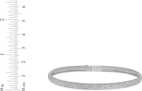 Floreo 14k Yellow Gold or White Gold 6mm Solid Diamond Cut Satin Finish Textured Bangle Bracelet 7 Inch in Saudi Arabia