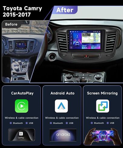Podofo Car Stereo for Chrysler 200 200C 200S 2015-2019 Radio with Wireless Carplay Android Auto 9inch HD IPS Touchscreen with Bluetooth WiFi 28UIs RDS/FM Radio MirrorLink GPS SWC AHD Backup Camera in Saudi Arabia