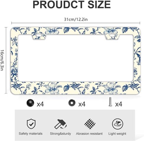 الأمواج إطارات لوحة ترخيص الأمواج - 2 pcs مجموعة 2 ثقوب الفولاذ المقاوم للصدأ معدن السيارات إكسسوارات الديكور لوحة ترخيص الحجم 6.3 "× 12.2" in Saudi Arabia