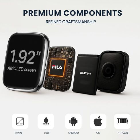 Fila Smart Watch for Men Women, 1.52'' GPS Smartwatch (Answer/Make Call) with 100+ Sport Modes, Fitness Watch with Heart Rate/Sleep Monitoring, Activity Tracker for Android iOS in Kuwait