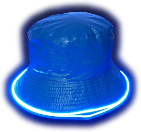 House Of Rave LED Light Up PU Leather Reversible Bucket Hat for Men and Women - Futuristic Neon Rave Gear and Festival Outfit in Kuwait
