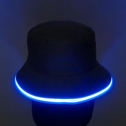 House Of Rave LED Light Up PU Leather Reversible Bucket Hat for Men and Women - Futuristic Neon Rave Gear and Festival Outfit in Kuwait