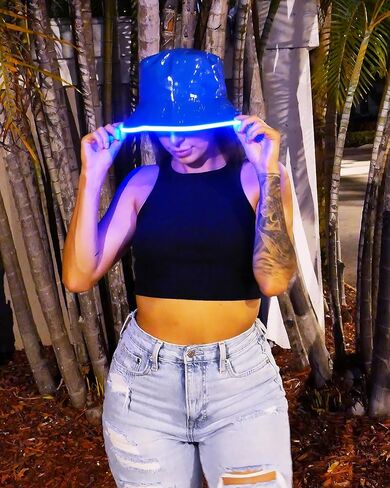 House Of Rave LED Light Up PU Leather Reversible Bucket Hat for Men and Women - Futuristic Neon Rave Gear and Festival Outfit in Kuwait