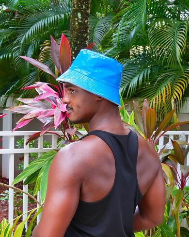 House Of Rave LED Light Up PU Leather Reversible Bucket Hat for Men and Women - Futuristic Neon Rave Gear and Festival Outfit in Kuwait