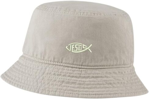 Bucket Hat for Men Women Jesus Christian Fish Embroidered Washed Cotton Unisex Bucket Hats in Kuwait