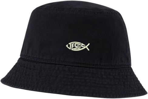 Bucket Hat for Men Women Jesus Christian Fish Embroidered Washed Cotton Unisex Bucket Hats in Kuwait