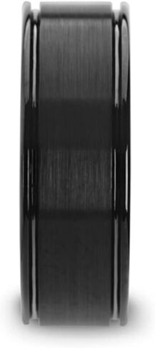 Roy Rose Jewelry Mens Black Titanium مصقول أخاديد الأوفست المزدوجة خاتم الزواج - راحة الانتهاء من الانتهاء من التفرع - 6 مم 8 مم - اسم النمط: Wolfgang in Saudi Arabia