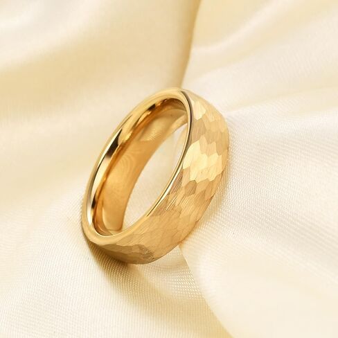 Vqysko Hammered Tungsten Carbide Band Band Ring for Men Women in Kuwait