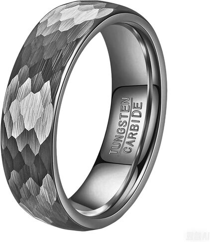 Vqysko Hammered Tungsten Carbide Band Band Ring for Men Women in Kuwait