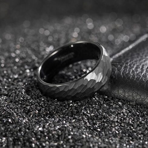 Vqysko Hammered Tungsten Carbide Band Band Ring for Men Women in Kuwait