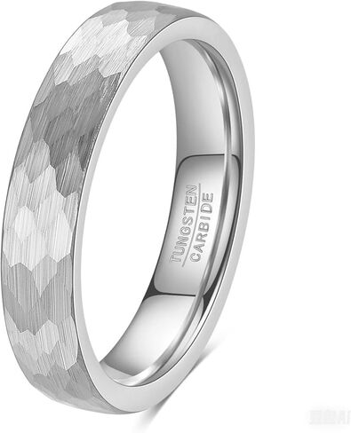 Vqysko Hammered Tungsten Carbide Band Band Ring for Men Women in Kuwait