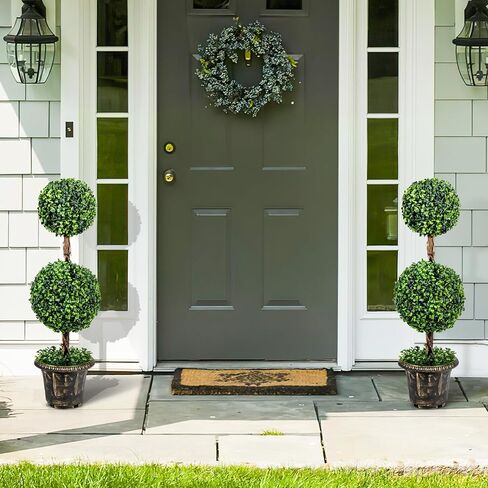 3ft 2 Pack Artificial Boxwood Topiary Tree, Fake Greenery Plants Ball Tree for Indoor or Outdoor in Saudi Arabia