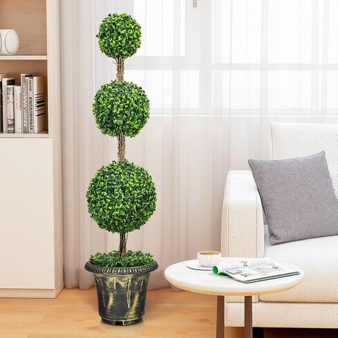 3ft 2 Pack Artificial Boxwood Topiary Tree, Fake Greenery Plants Ball Tree for Indoor or Outdoor in Saudi Arabia