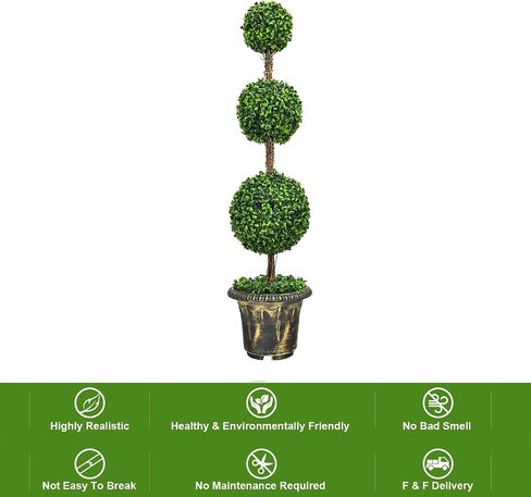 3ft 2 Pack Artificial Boxwood Topiary Tree, Fake Greenery Plants Ball Tree for Indoor or Outdoor in Saudi Arabia