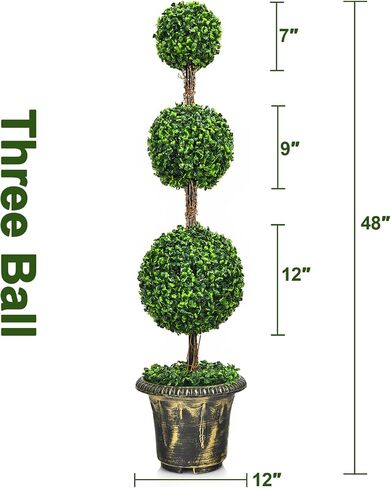 3ft 2 Pack Artificial Boxwood Topiary Tree, Fake Greenery Plants Ball Tree for Indoor or Outdoor in Saudi Arabia