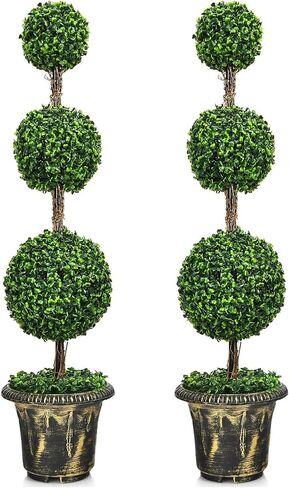 3ft 2 Pack Artificial Boxwood Topiary Tree, Fake Greenery Plants Ball Tree for Indoor or Outdoor in Saudi Arabia