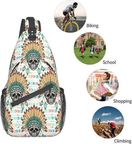 VOOHDDY Retro Tribal Aztec Sling Bag For Women Men Travel Hiking Backpack Crossbody Shoulder Chest Bags Casual Daypack Sport in Saudi Arabia