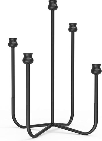16-inch Iron Candlestick Holders, Black 5-Arm Taper Candle Holder, Vintage Modern Decorative Candle Stick Holders for Weddings, Parties, Thanksgiving & Halloween in Saudi Arabia