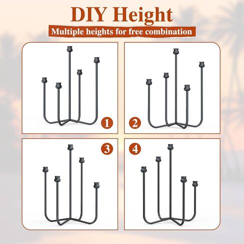 16-inch Iron Candlestick Holders, Black 5-Arm Taper Candle Holder, Vintage Modern Decorative Candle Stick Holders for Weddings, Parties, Thanksgiving & Halloween in Saudi Arabia