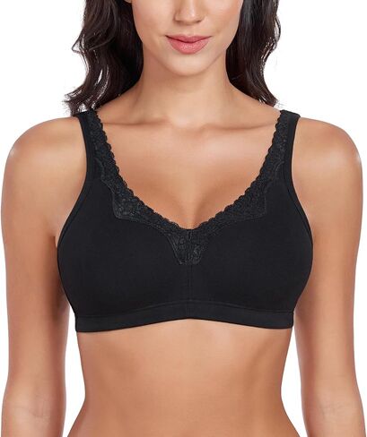 Women's Cotton Bra Non Padded Wirefree Lift Lace Floral Plus Size Comfort Everyday Bras in Kuwait
