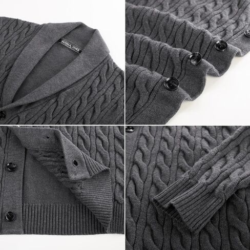 PJ PAUL JONES Mens Cardigan Sweater Cable Knit Sweaters Shawl Collar Texture Solid Cardigans in Saudi Arabia