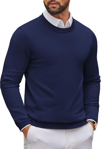 COOFANDY Men's Crew Neck Pullover Sweater Slim Fit Long Sleeve Knit Sweaters Lightweight Dress Casual Crewneck Sweater in Saudi Arabia